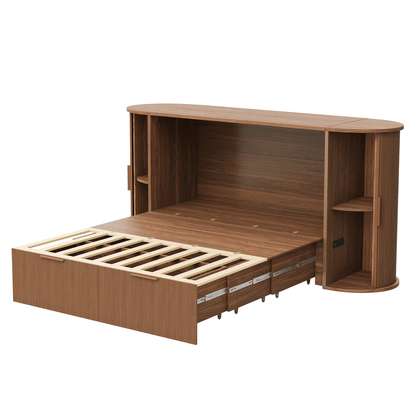 Fluturo Storage Murphy Bed Cabinet Amerlife Queen / Brown