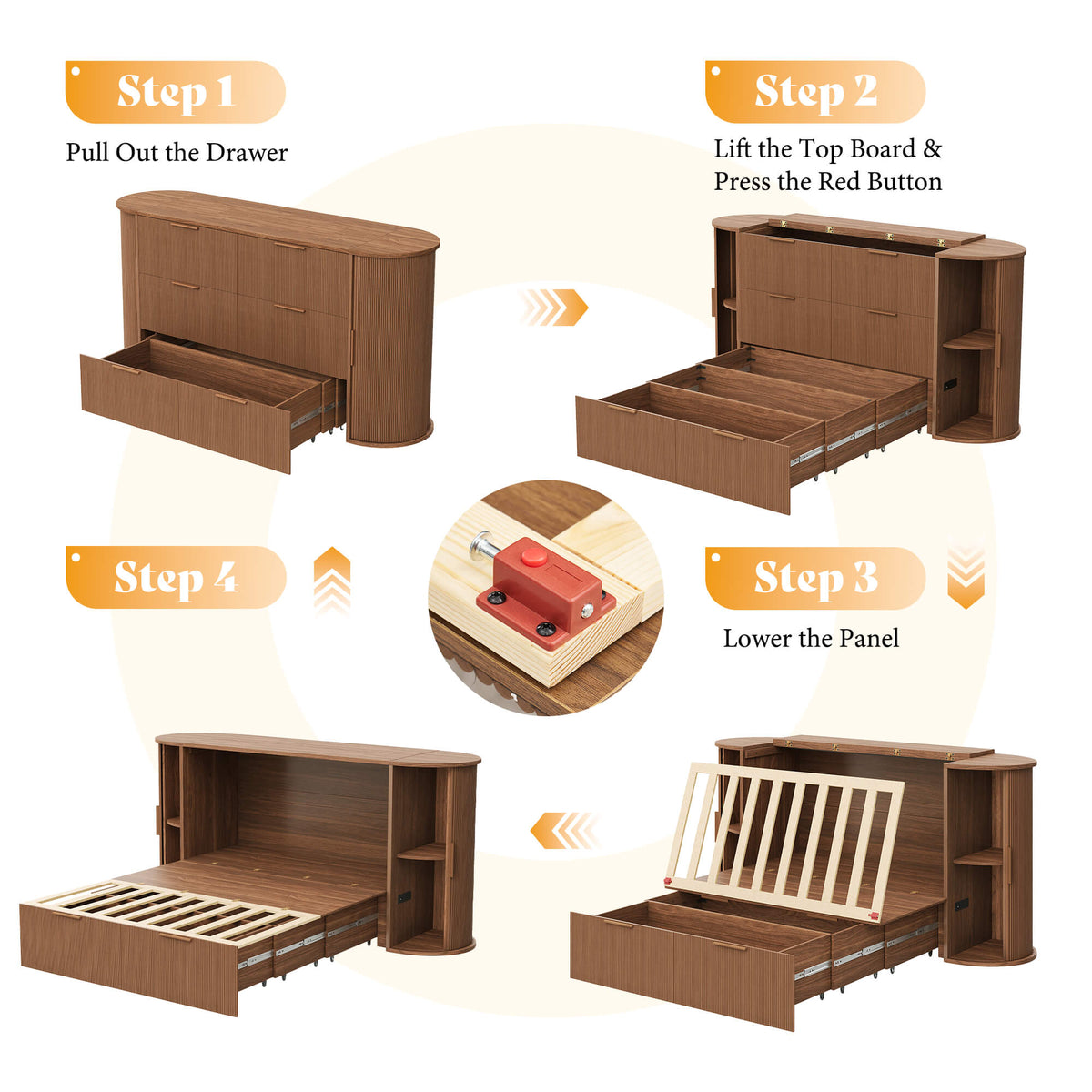 Fluturo Storage Murphy Bed Amerlife Queen / Brown