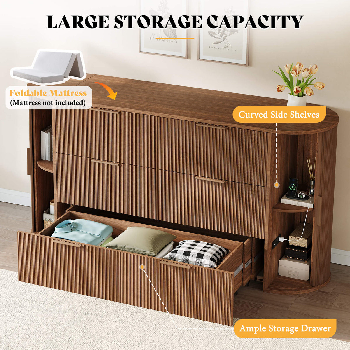 Fluturo Storage Murphy Bed Amerlife Queen / Brown