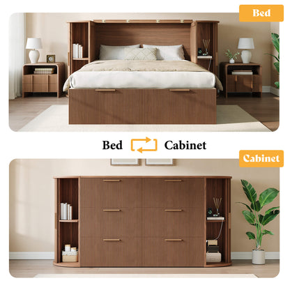 Fluturo Storage Murphy Bed Amerlife Queen / Brown