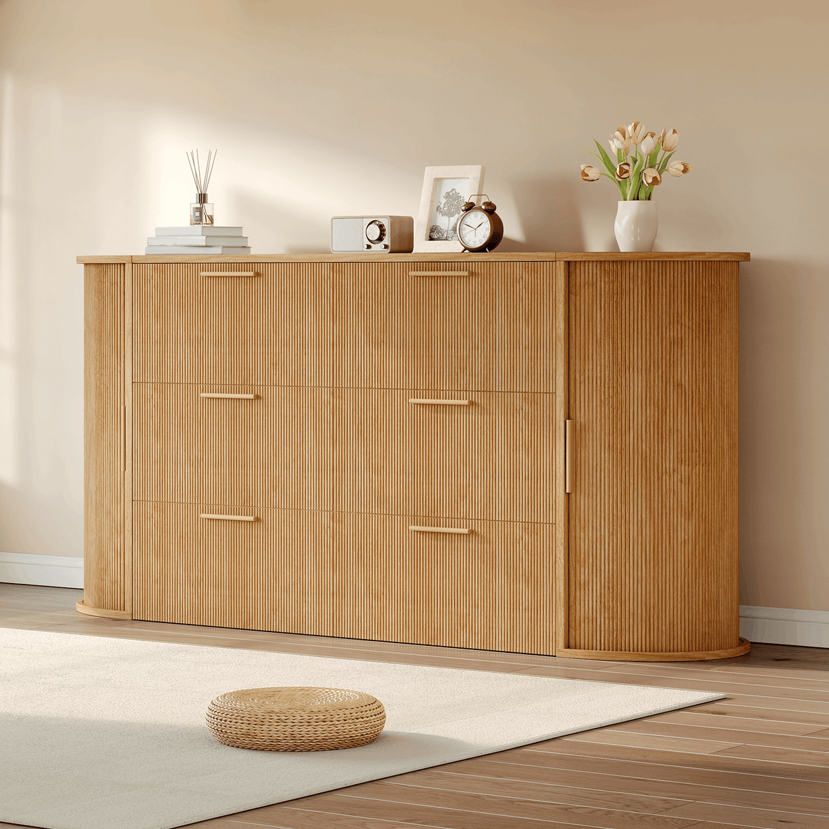 Fluturo Storage Murphy Bed Amerlife Queen / Natural Oak