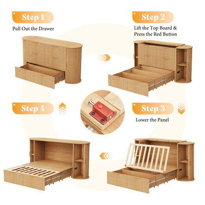 Fluturo Storage Murphy Bed Amerlife Queen / Natural Oak