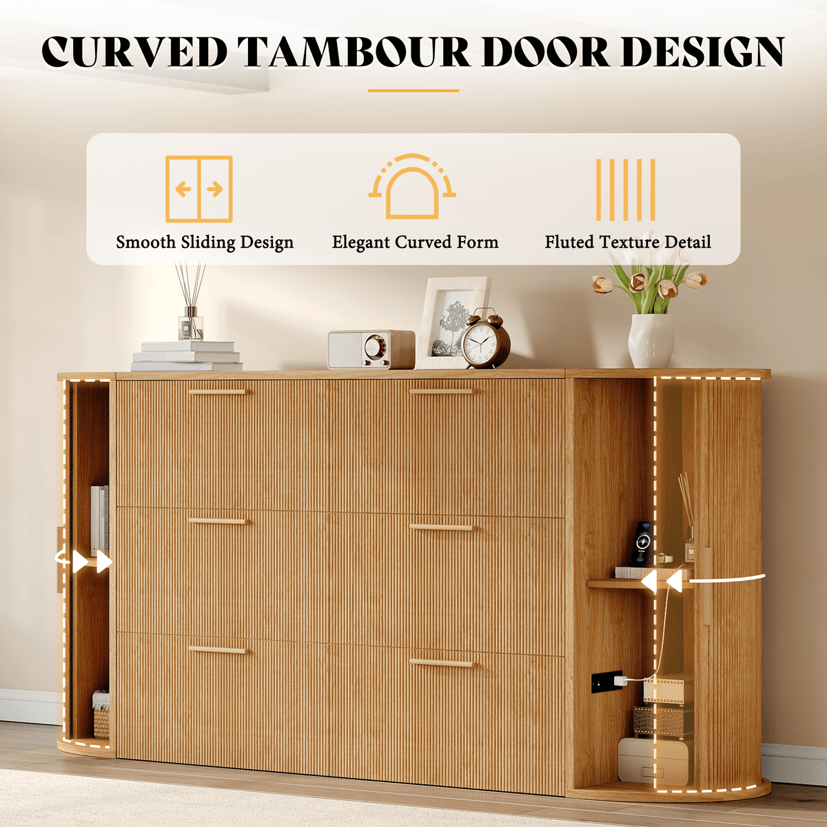 Fluturo Storage Murphy Bed Amerlife Queen / Natural Oak