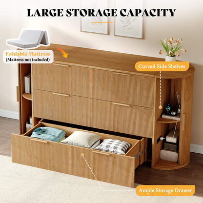 Fluturo Storage Murphy Bed Amerlife Queen / Natural Oak