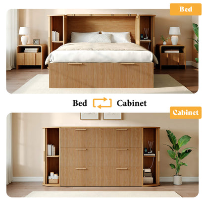 Fluturo Storage Murphy Bed Amerlife Queen / Natural Oak