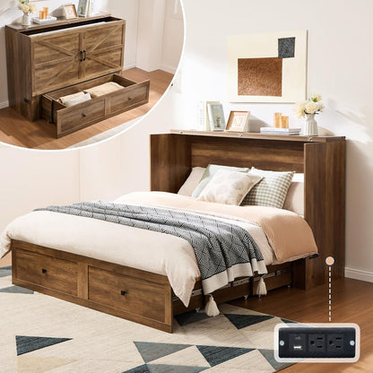 Colton Foldable Murphy Bed Amerlife Full/ Barnwood