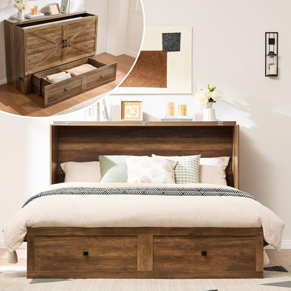 Colton Foldable Murphy Bed Amerlife Full/ Barnwood