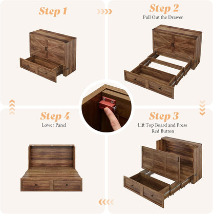 Colton Foldable Murphy Bed Amerlife Full/ Barnwood