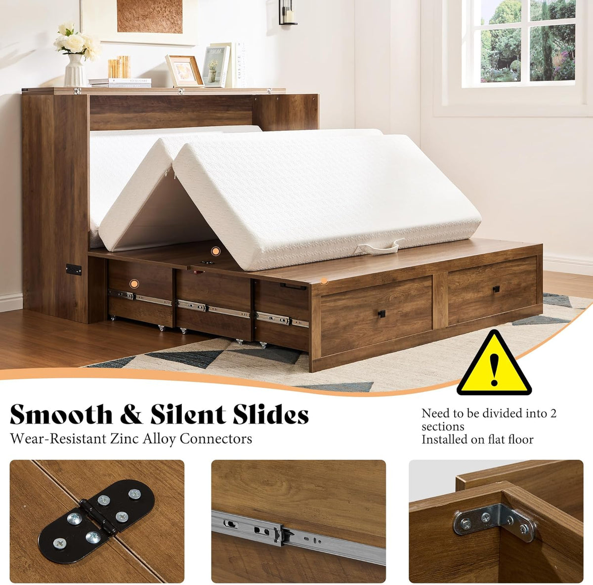 Colton Foldable Murphy Bed Amerlife Full/ Barnwood