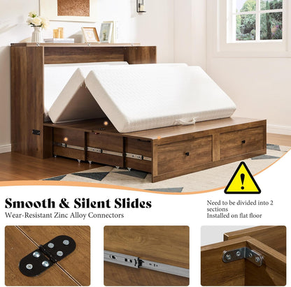 Colton Foldable Murphy Bed Amerlife Full/ Barnwood