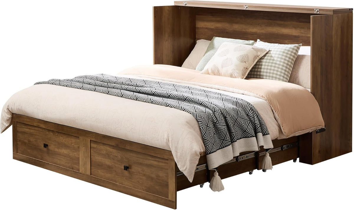 Colton Foldable Murphy Bed Amerlife Full/ Barnwood