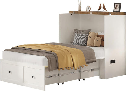 Colton Foldable Murphy Bed Amerlife Twin / Rustic White