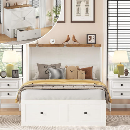 Colton Foldable Murphy Bed Amerlife Twin / Rustic White