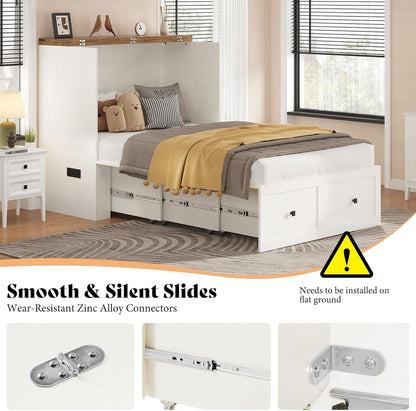 Colton Foldable Murphy Bed Amerlife Twin / Rustic White