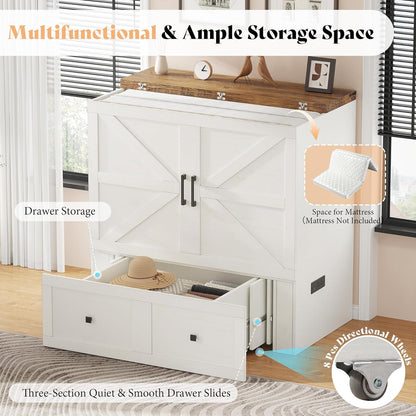 Colton Foldable Murphy Bed Amerlife Twin / Rustic White