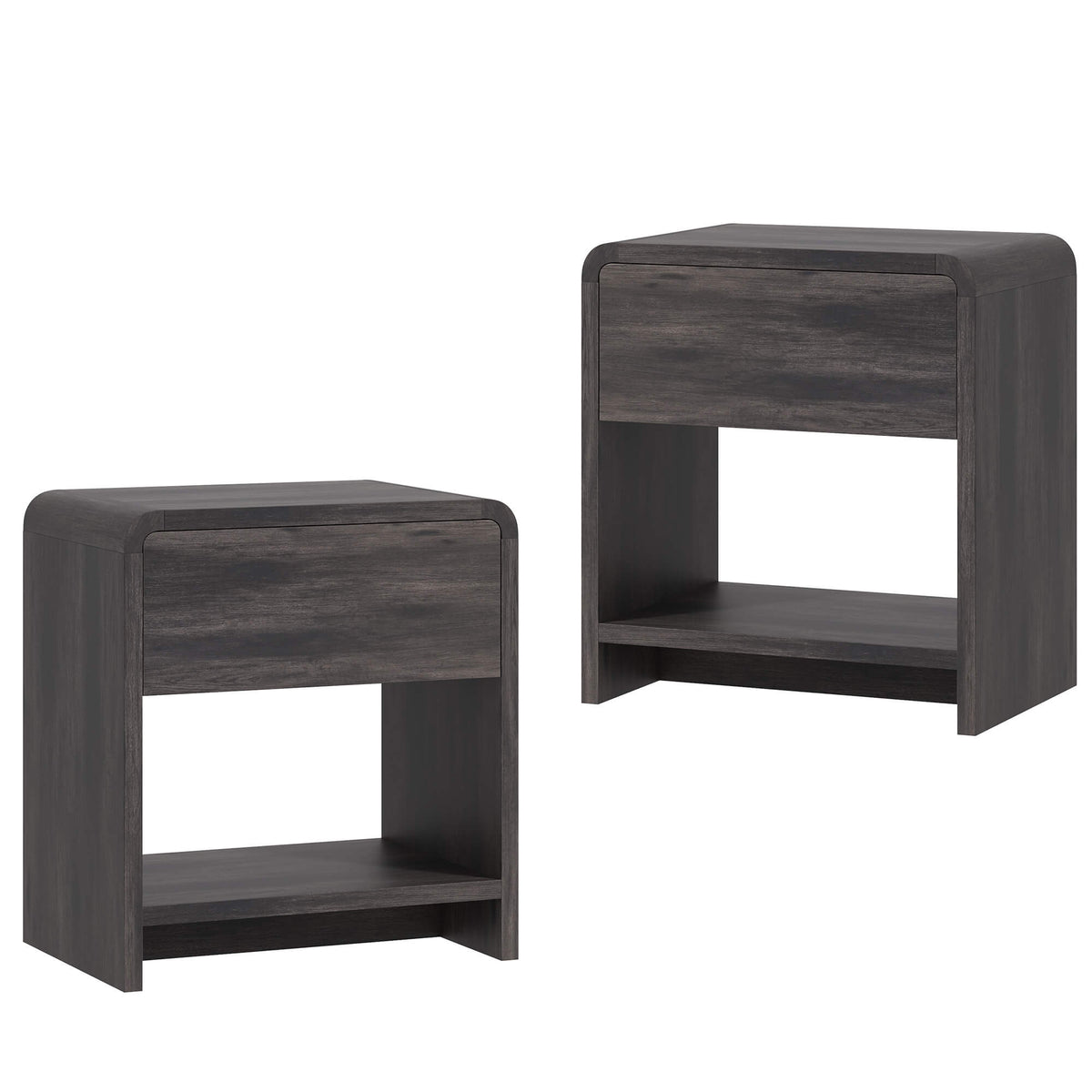 Orbia Nightstand Set with Drawer - Black
