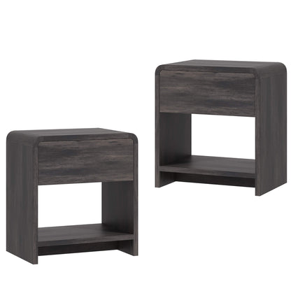 Orbia Nightstand Set with Drawer - Black