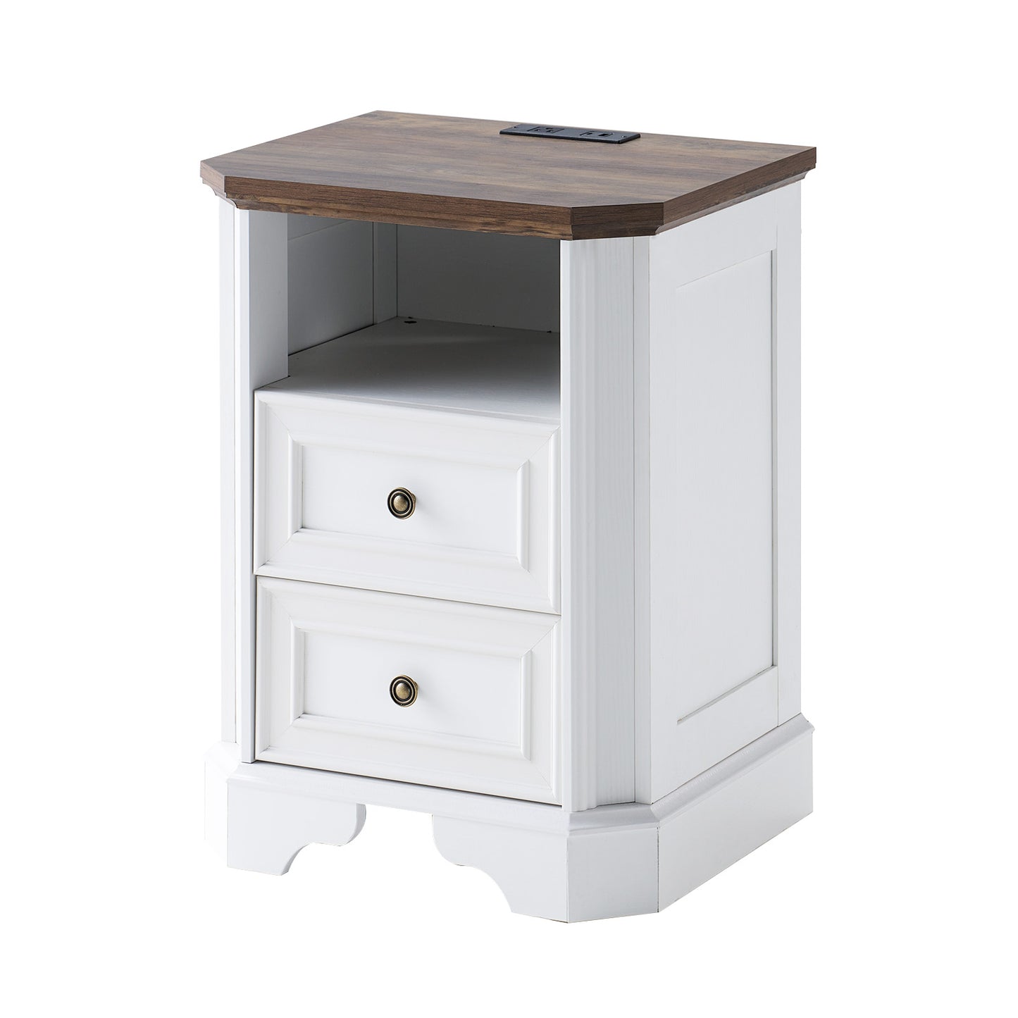 Somer Nightstand Bevel Shape - Pair / Antique White