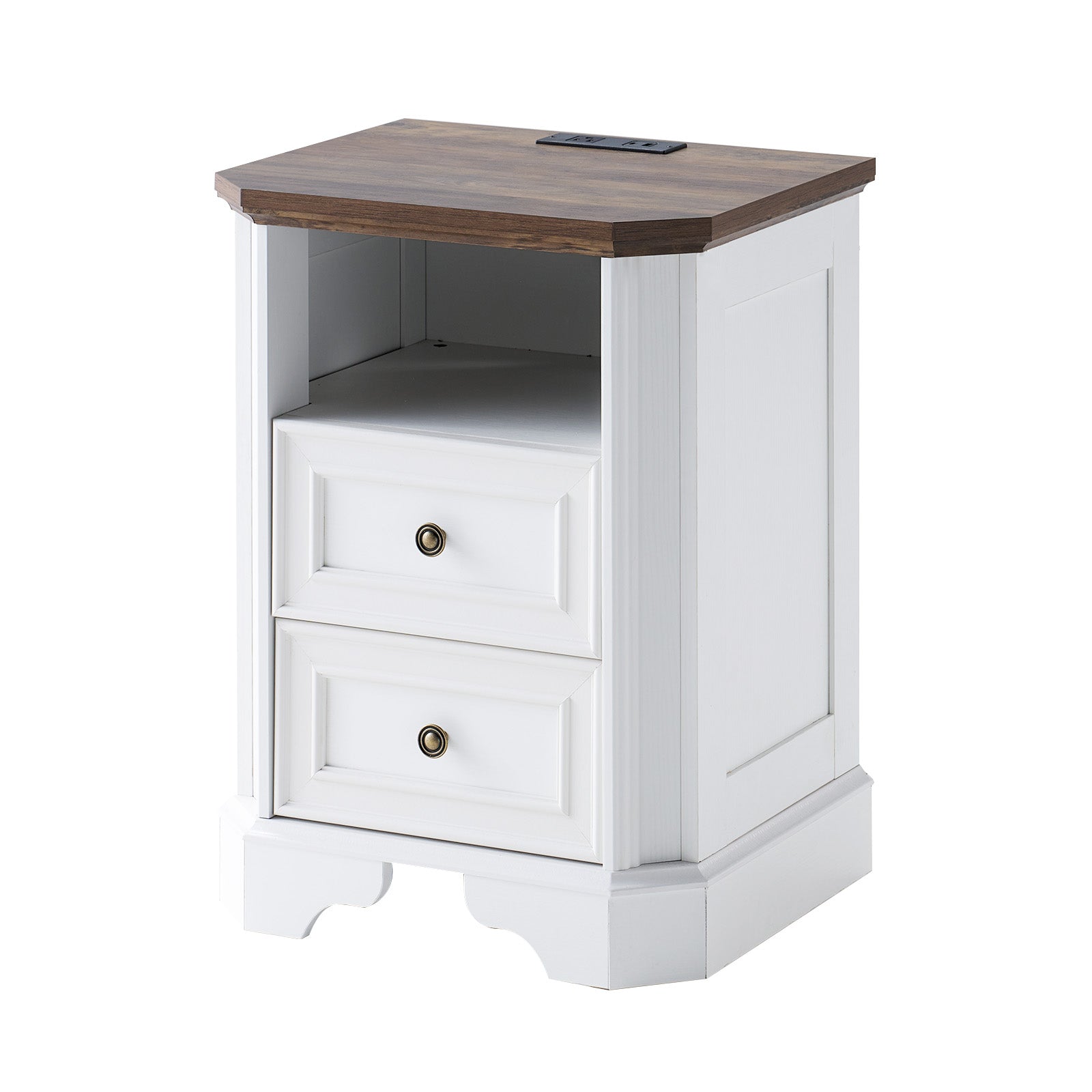 Somer Nightstand Bevel Shape - Pair / Antique White