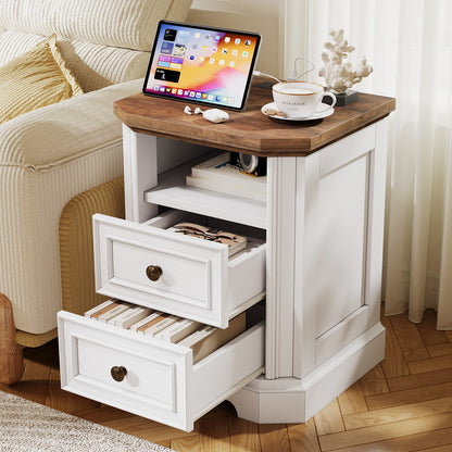 Somer Nightstand Bevel Shape - Pair / Antique White