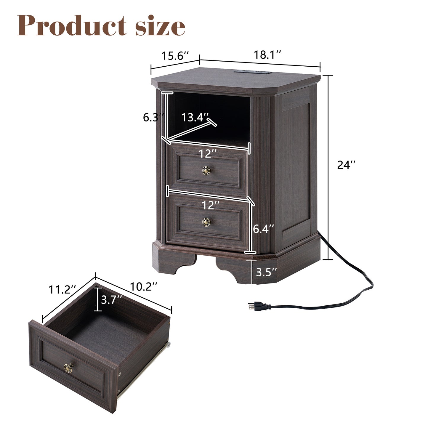 Somer Nightstand Bevel Shape - Pair / Golden Brown