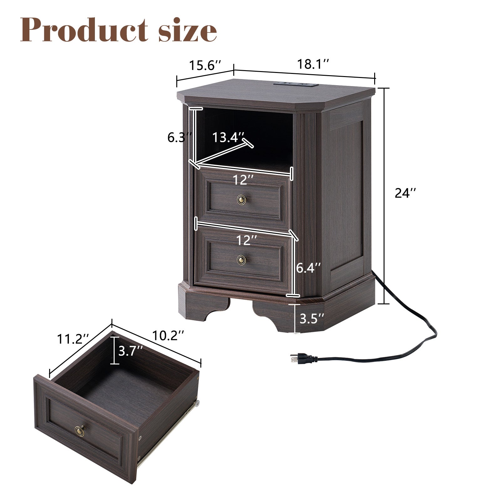 Somer Nightstand Bevel Shape - Pair / Golden Brown