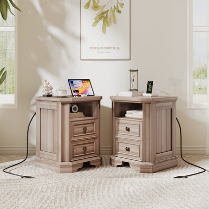 Somer Nightstand Bevel Shape - Pair / Grey Walnut