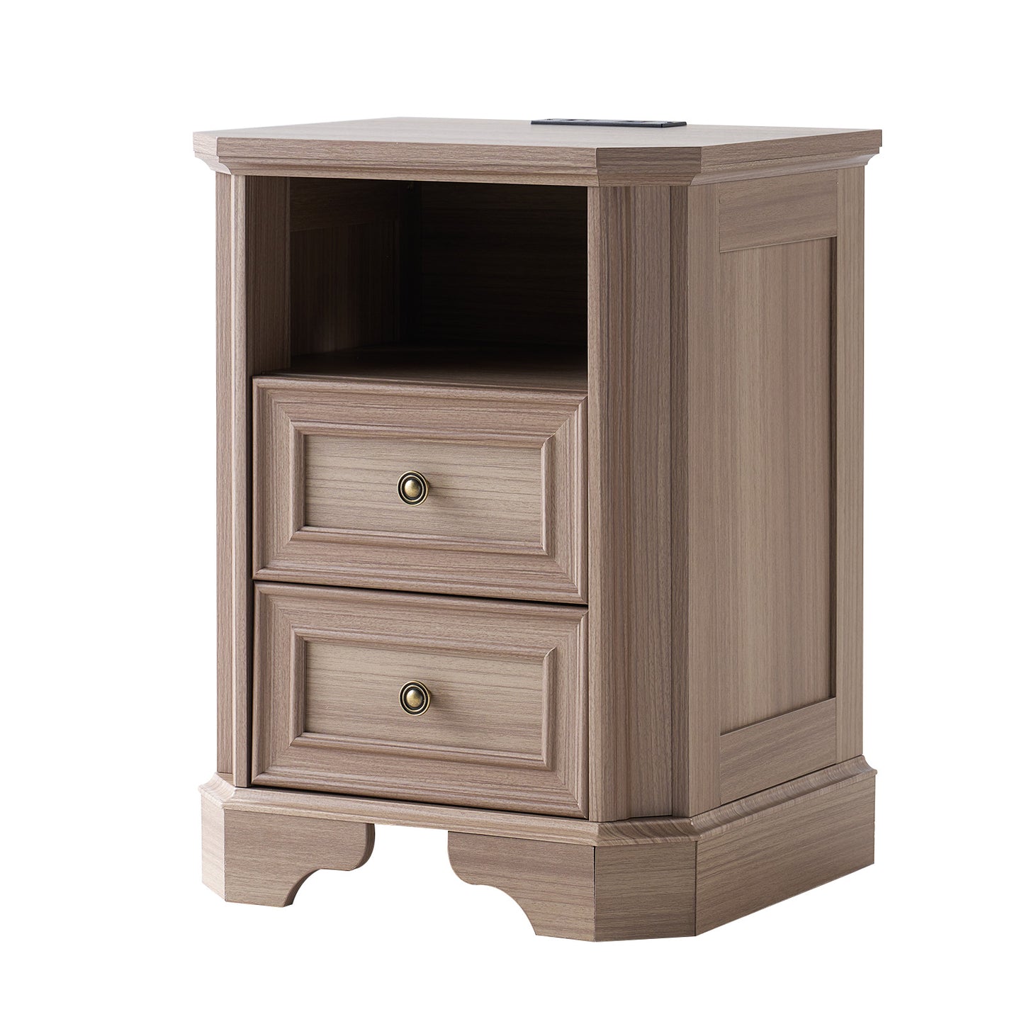 Somer Nightstand Bevel Shape - Pair / Grey Walnut