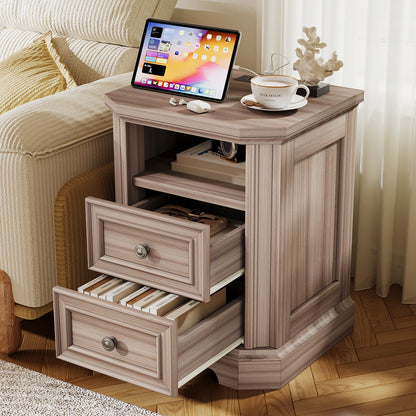Somer Nightstand Bevel Shape - Pair / Grey Walnut