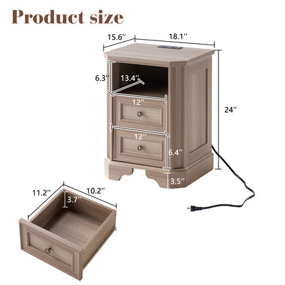 Somer Nightstand Bevel Shape - Pair / Grey Walnut