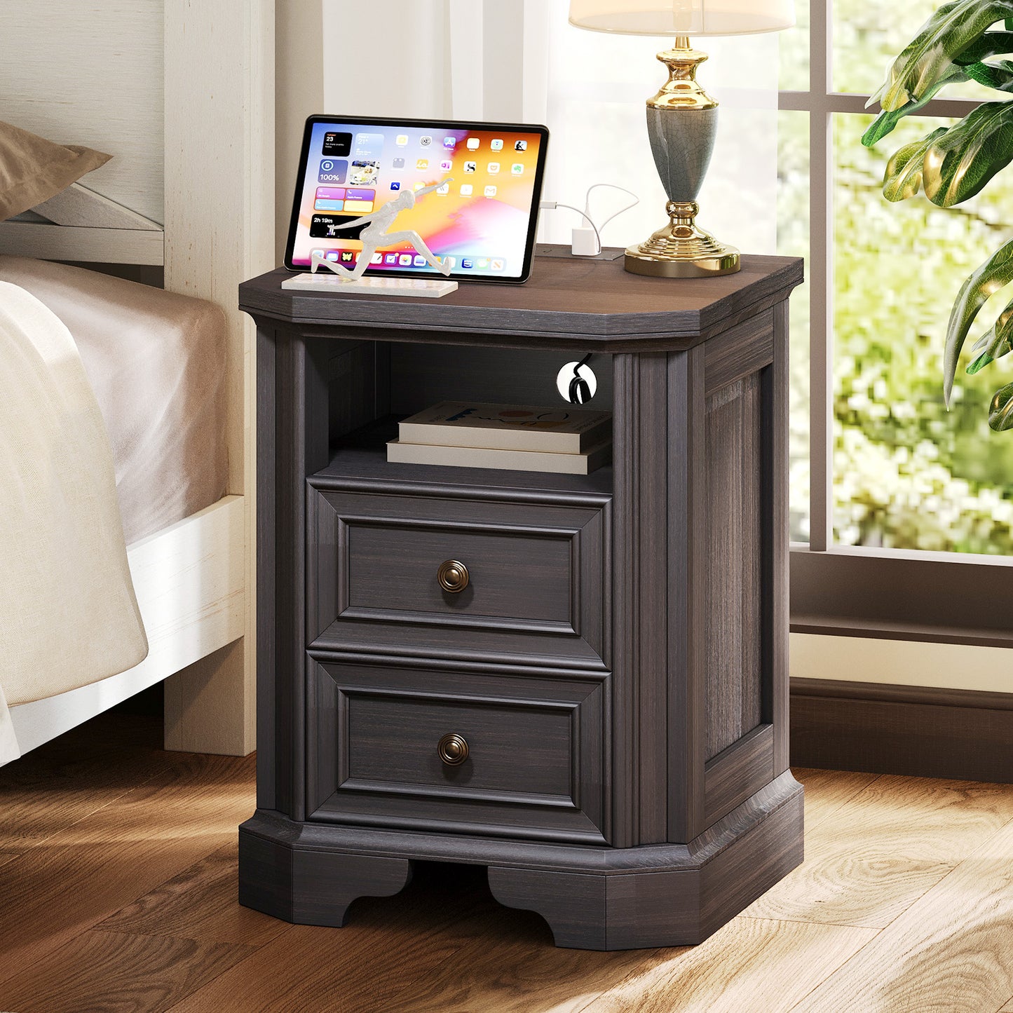 Somer Nightstand Bevel Shape - Single / Golden Brown