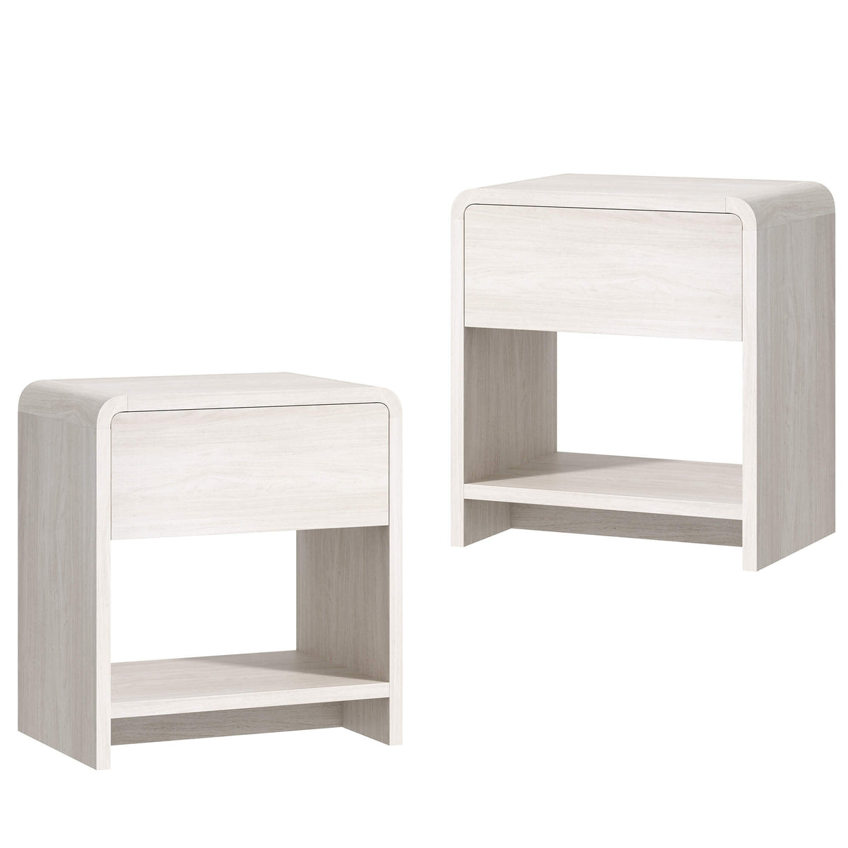 Orbia Nightstand Set with Drawer - White