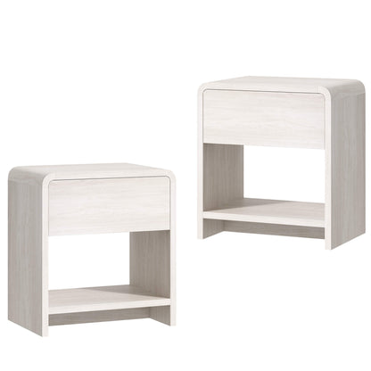 Orbia Nightstand Set with Drawer - White