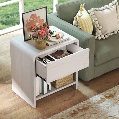 Orbia Nightstand Set with Drawer - White