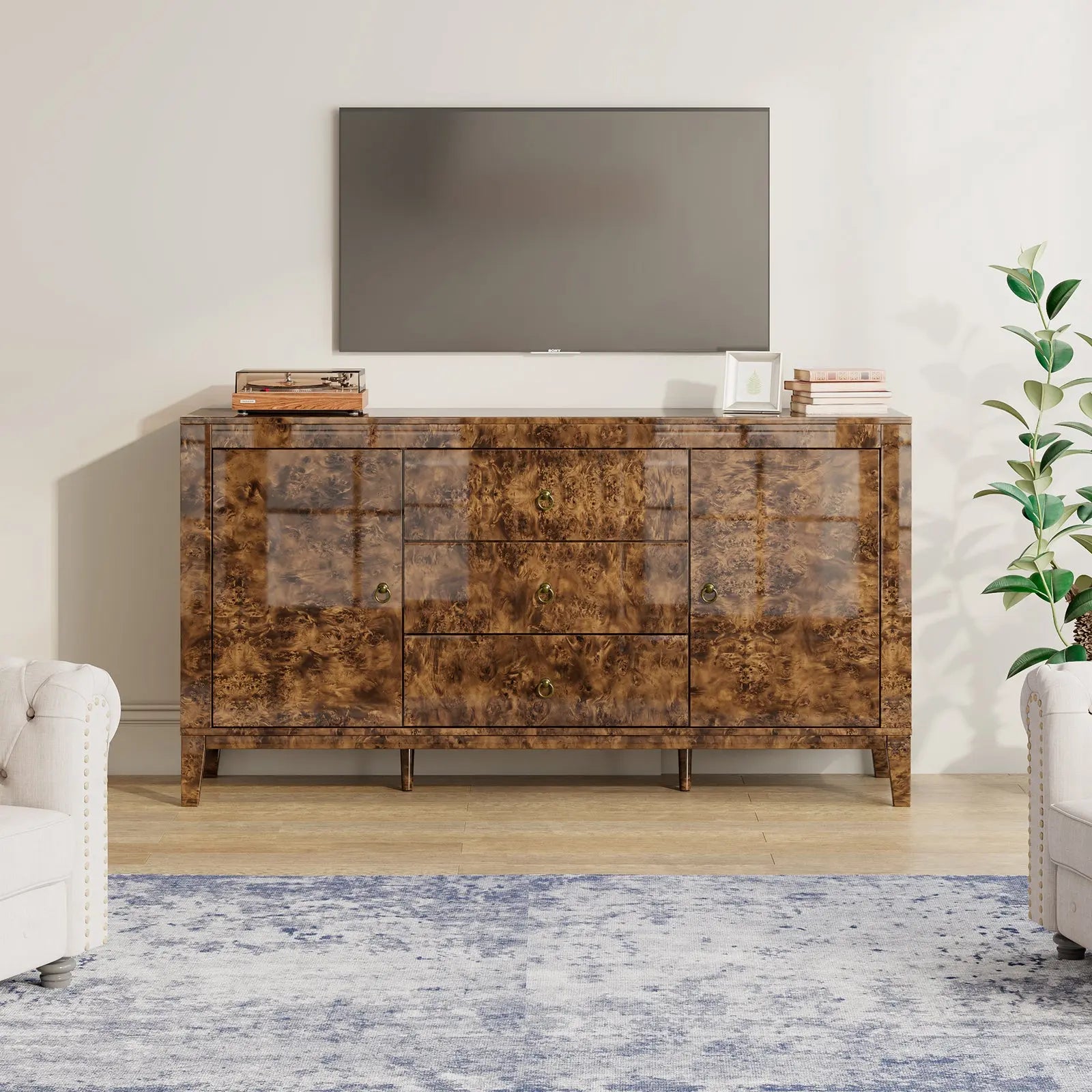 Orlando 60'' High Gloss Buffet Amerlife Dark Brown
