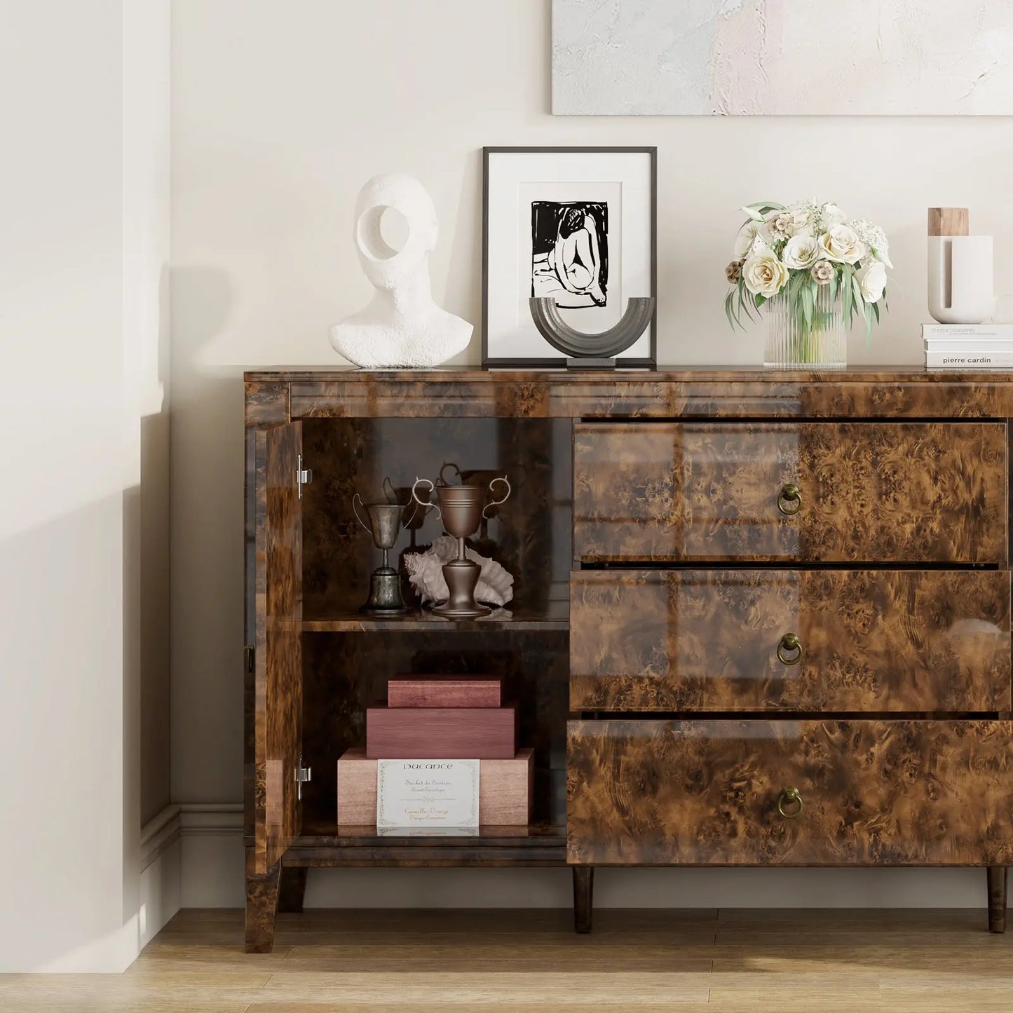 Orlando 60'' High Gloss Buffet Amerlife Dark Brown