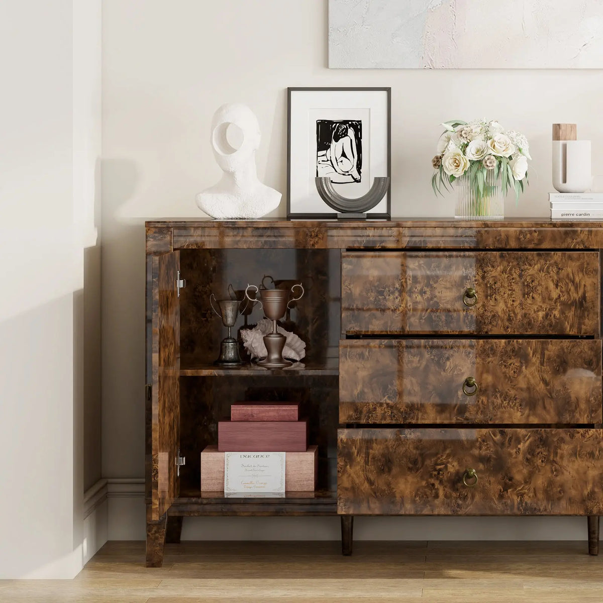 Orlando 60'' High Gloss Buffet Amerlife Dark Brown