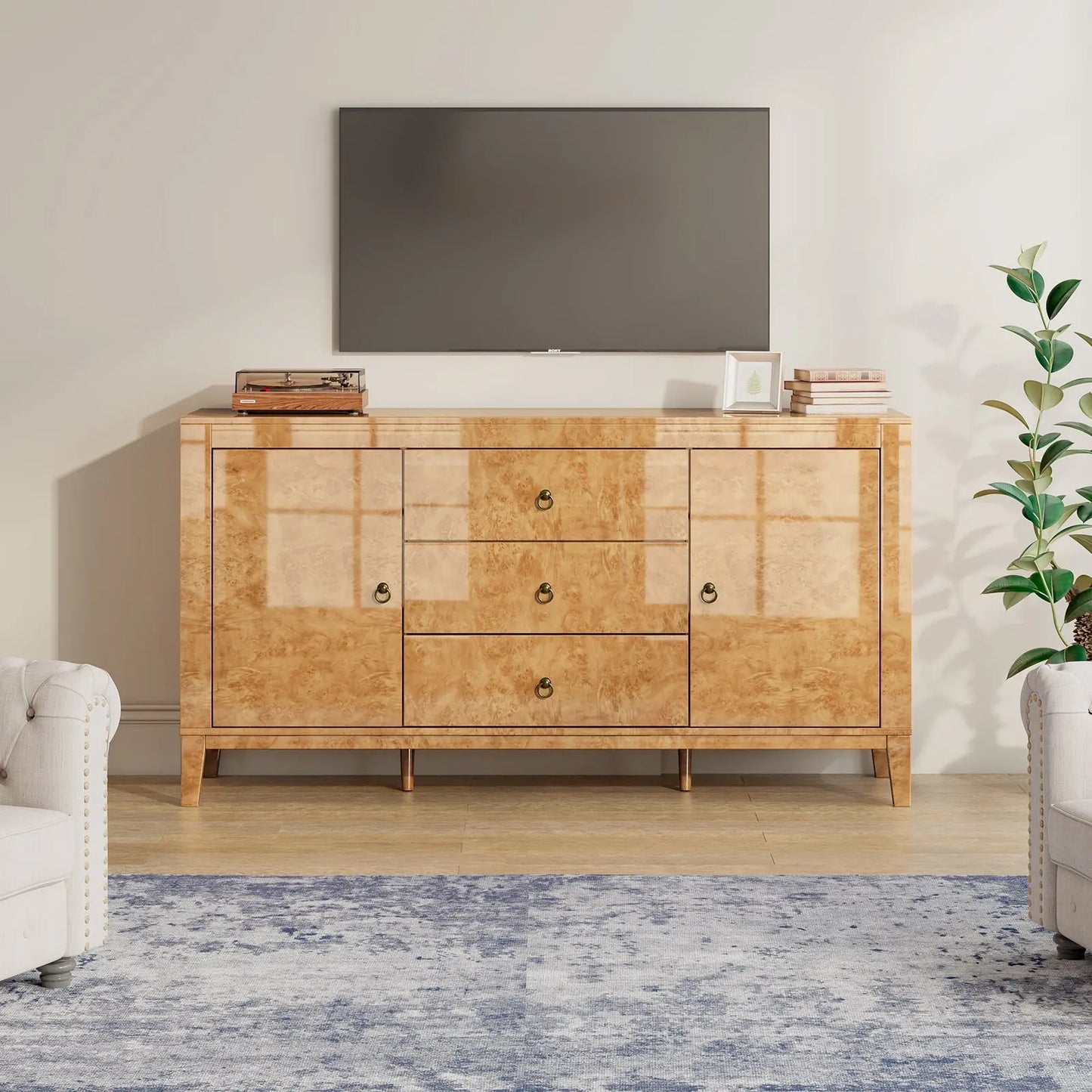 Orlando 60'' High Gloss Buffet Amerlife Light Yellow