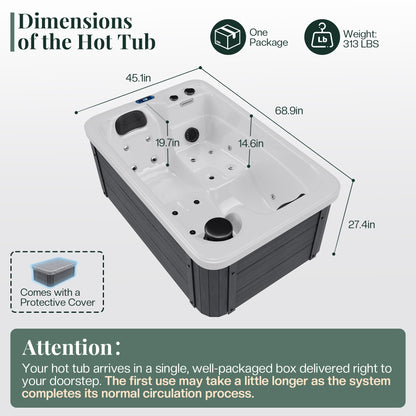 Amerlife Plug & Play Outdoor Hot Tub-2-Person 