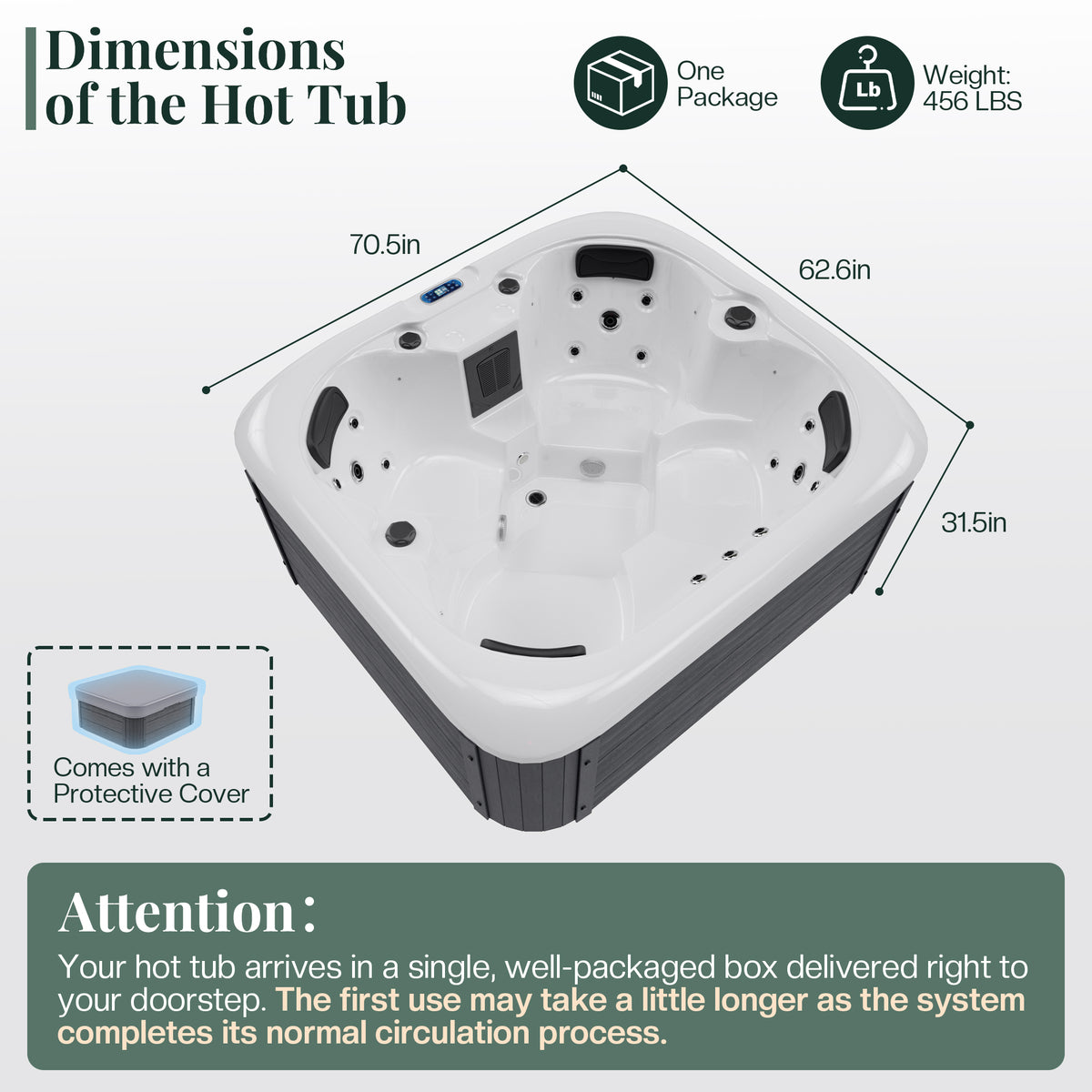 Amerlife Plug & Play Outdoor Hot Tub-4-Person 