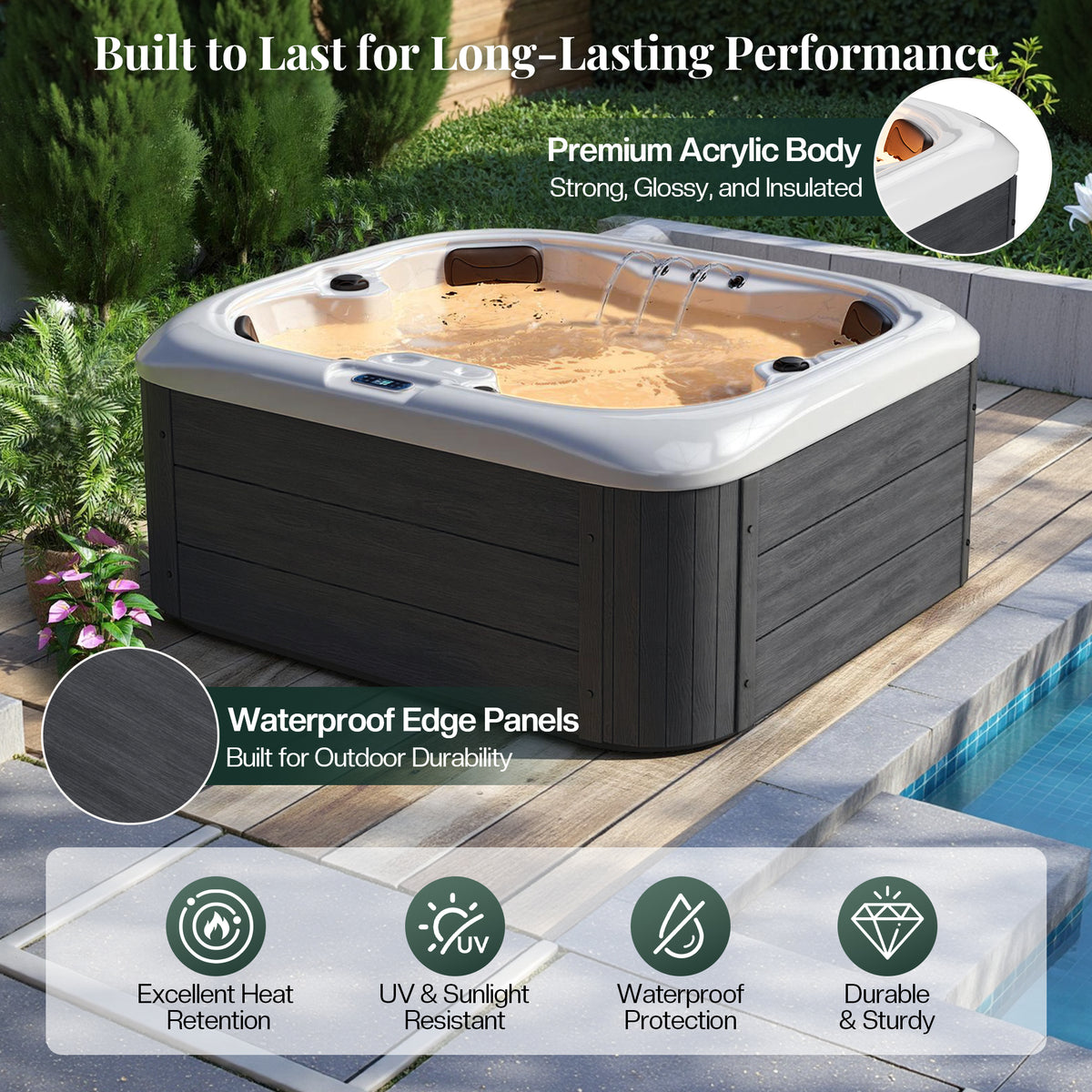 Amerlife Plug & Play Outdoor Hot Tub-4-Person 