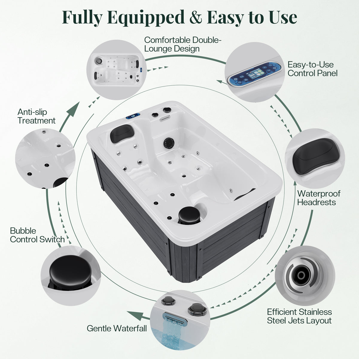 Amerlife Plug & Play Outdoor Hot Tub-2-Person 