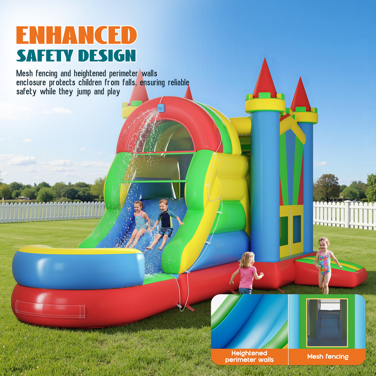 Flume Inflatable Bounce House Amerlife 252×139×122 Inch-PVC
