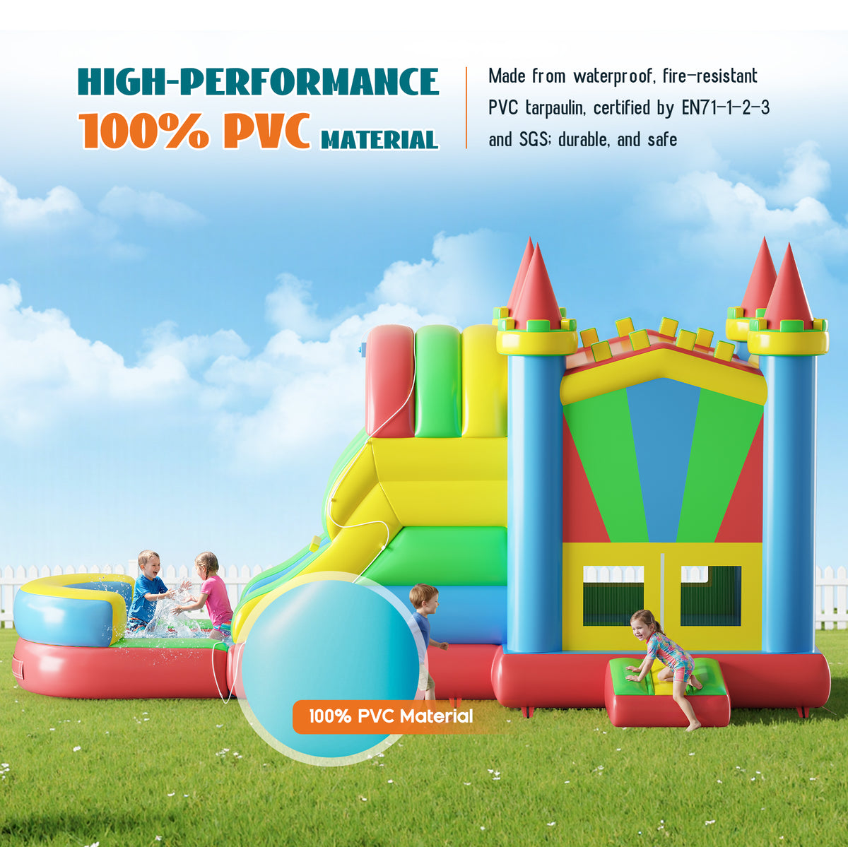 Flume Inflatable Bounce House Amerlife 252×139×122 Inch-PVC