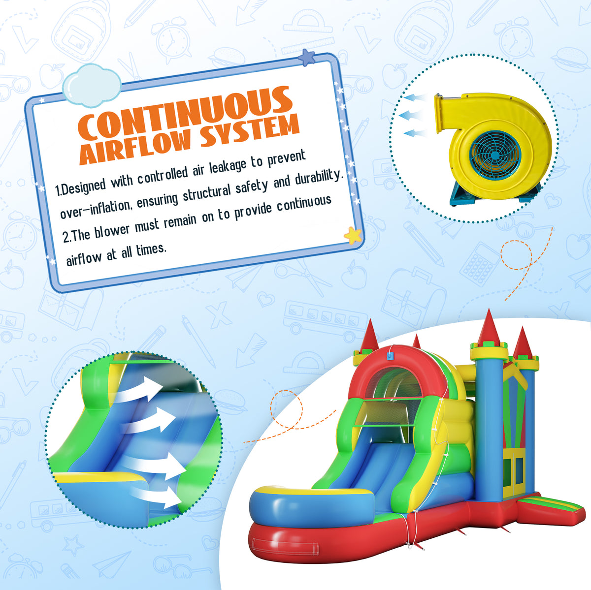 Flume Inflatable Bounce House Amerlife 252×139×122 Inch-PVC