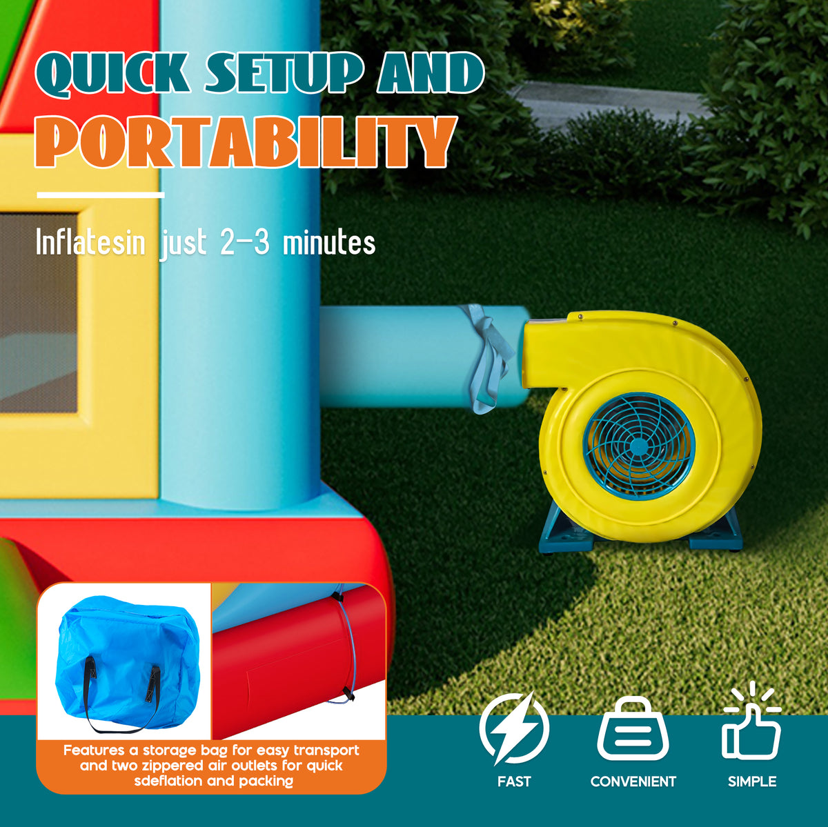 Flume Inflatable Bounce House Amerlife 252×139×122 Inch-PVC