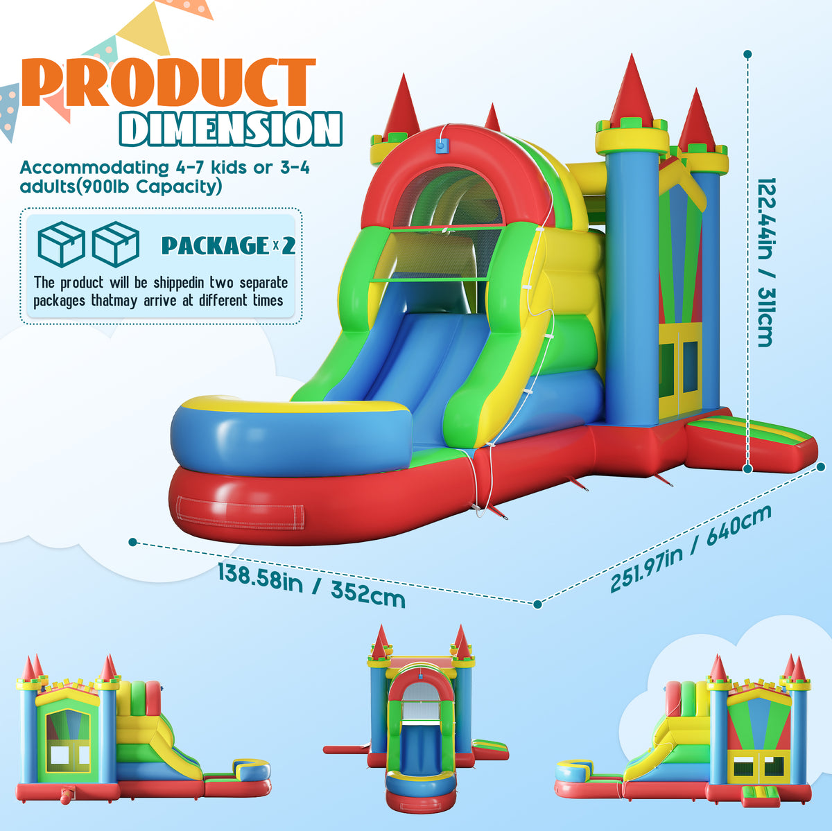 Flume Inflatable Bounce House Amerlife 252×139×122 Inch-PVC