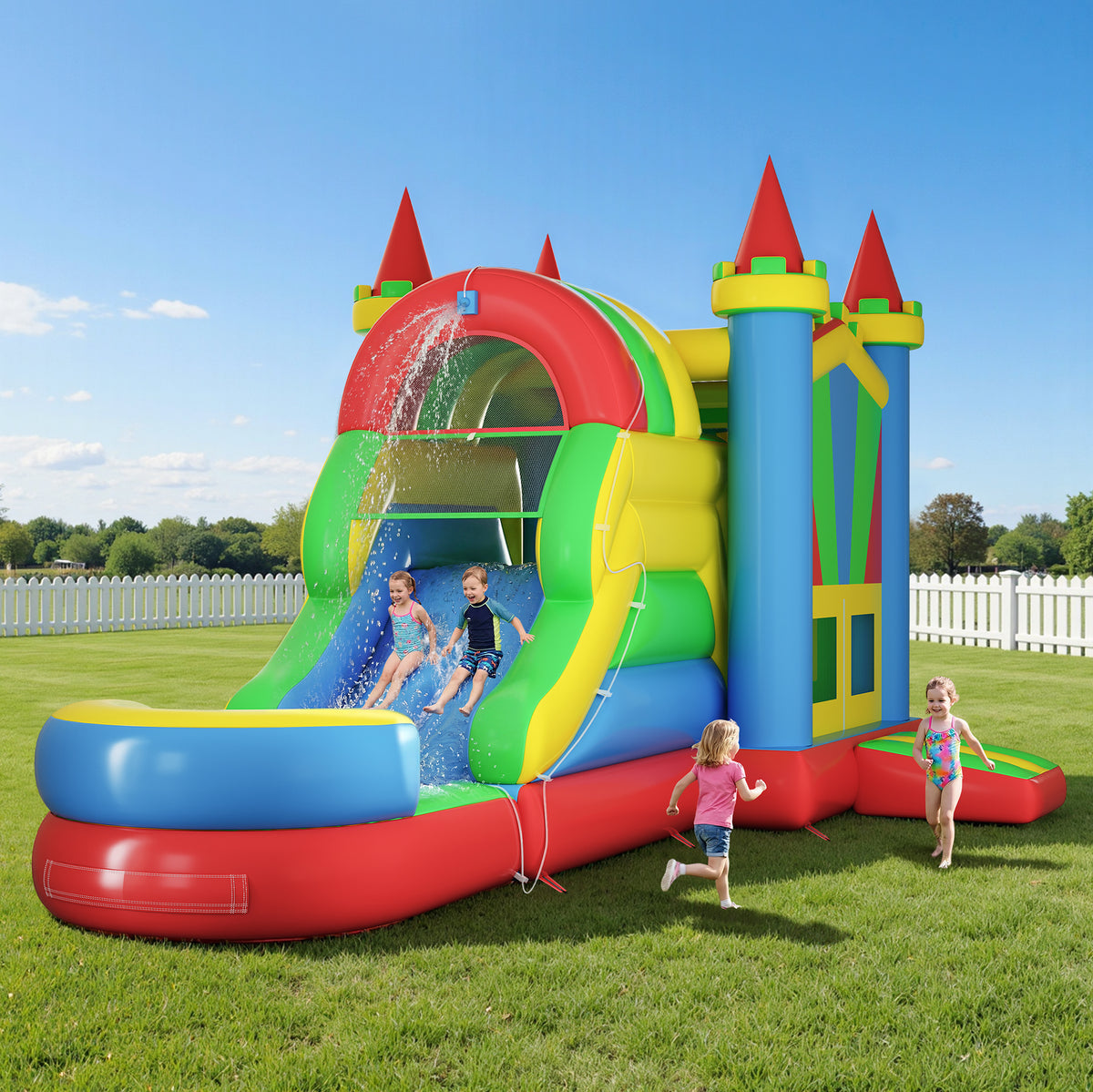 Flume Inflatable Bounce House Amerlife 252×139×122 Inch-PVC