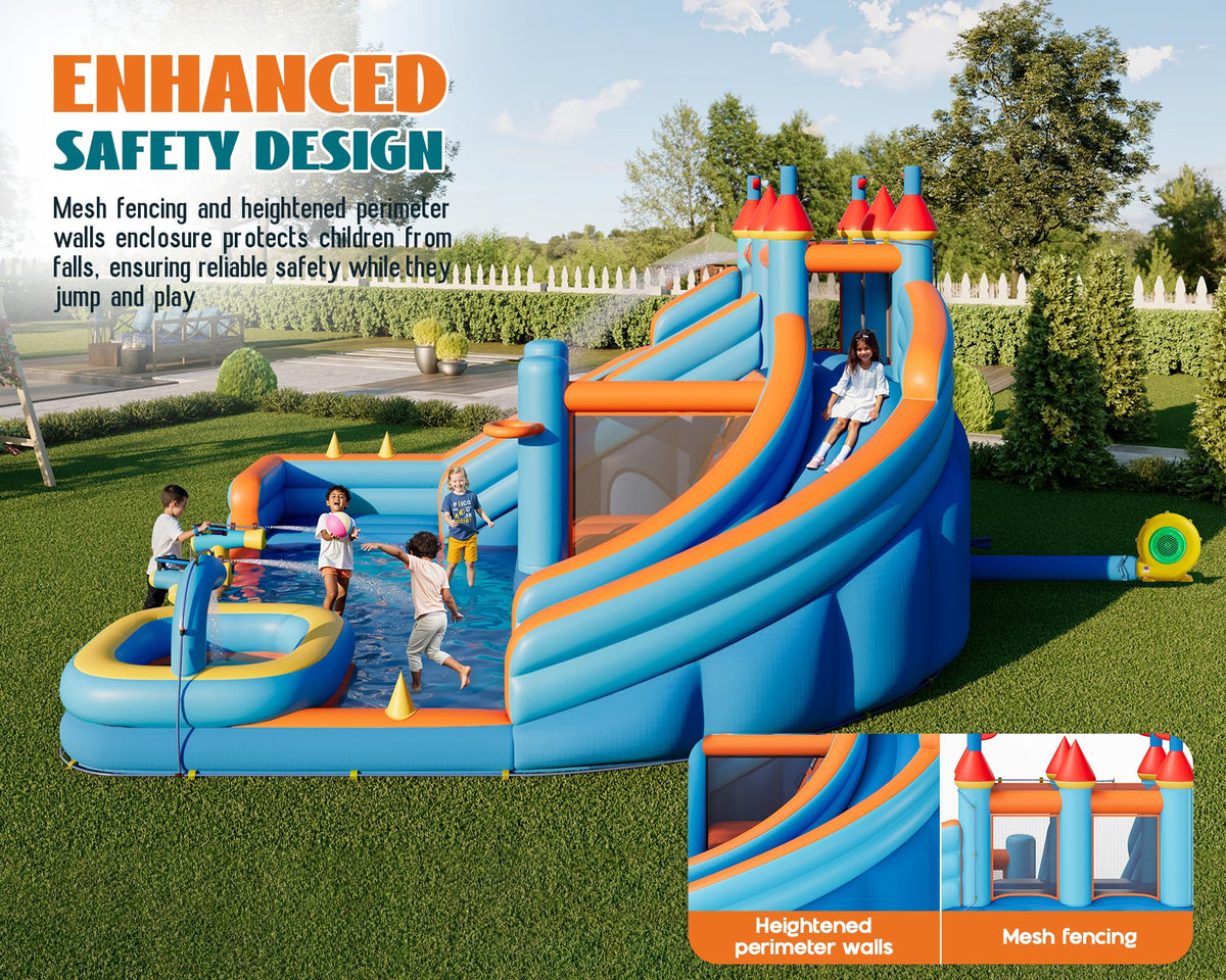 Flume Inflatable Bounce House Amerlife 179.1×169.3×108.3 Inch-Oxford Fabric