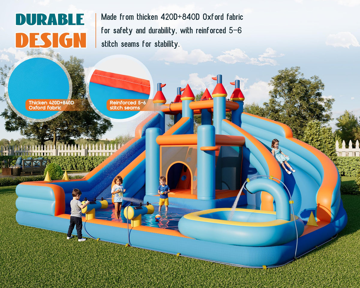 Flume Inflatable Bounce House Amerlife 179.1×169.3×108.3 Inch-Oxford Fabric